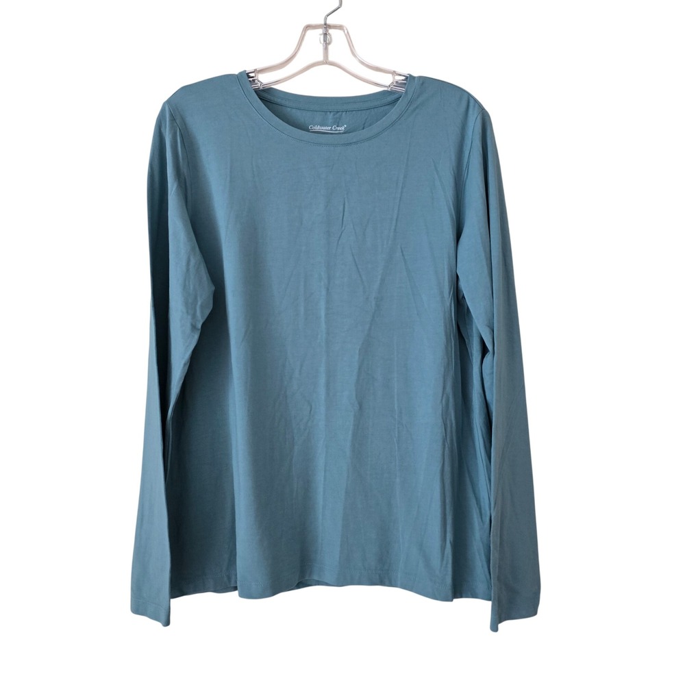 Coldwater Creek Womens Teal Supima Cotton Modal Long Sleeve Tee Shirt‎ Medium